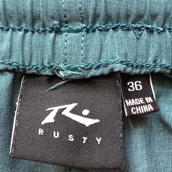 RUSTY Teal Blue Elastic Waist Drawstring Swim Trunks SZ 36 - Picture 6 of 7